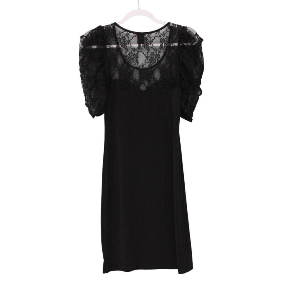 Wet Seal Dress Size Large Puff Sleeve Sheer Lace Mesh Witchy Goth Slinky Bodycon